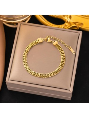 Normadia Paslanmaz Çelik Altın Kaplama Tilki Kuyruğu Bileklik 18.5 cm Unisex