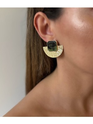 Kmod Life Yelpaze Model Rekli Taşlı Çelik Küpe