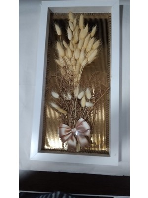 Es Dekor 40X20 cm Dikdörtgen Beyaz Çerçeve Yılbaşı El Yapım 1 Adet