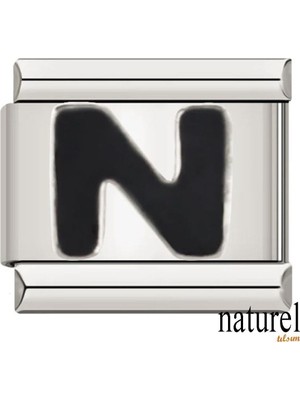 Normadia Şık Italyan Paslanmaz Çelik N Harfi Charm, Zarif Takı Aksesuarı