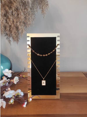 Şeffaf Ahşap Takı Düzenleyici Stand, Kolye ve Bileklik Organizer