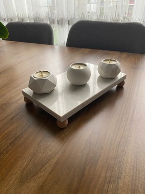 Nexa Doğaltaş Ayaklı Mermer Sunumluk ve Yağdanlık Altlığı – 25X15 cm Dikdörtgen Mermer Tepsi