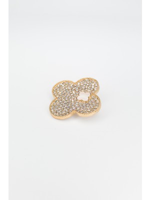 Stella Fortis Quatrefoil Kadın Broş – Zirkonyum Süslemeli - Gold & Silver Renk Seçenekli | Paslanmaz Çelik