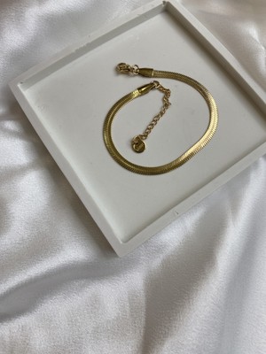 Normadia Şık Kadın Çelik Yassı Italyan Zincir Bileklik