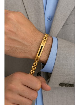 Normadia Iki Taraflı Paslanmaz Çelik Erkek Bileklik Gümüş ve Lacivert Renk