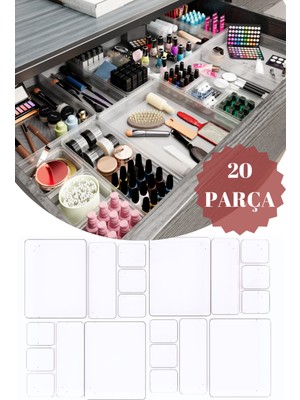 20'li Modüler Dolap Içi Organizer Seti, Çekmece ve Takı Düzenleyici