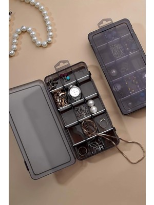 15 Bölmeli Ayarlanabilir Takı Organizeri, Boncuk, Küpe, Kolye, Yüzük, Toka Kutusu