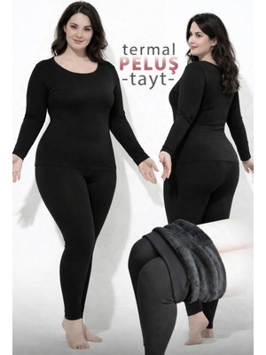 Ar&be Kadın Dikişsiz Büyük Beden Bileği Saran Özel Bant Iç Yüzeyi Peluşlu Termal Tayt