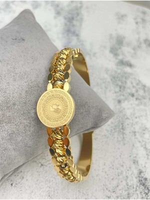 Normadia El Işçiliği Arpa Kesim Figürlü Çelik Bileklik, Şık ve Dayanıklı Tasarım