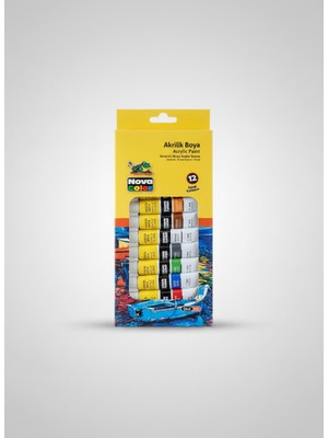 Nova Color Akrilik Boya 12 Renk 12 ml Tüp Set