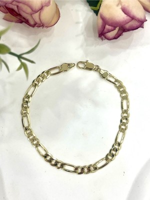 Normadia Şık ve Zarif Çelik Zincir Bileklik, 14K Gold Kaplama, 19 cm