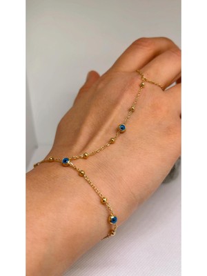 Normadia Şahmeran Çelik Bileklik, Gold Renk, Nazar Boncuklu, Kadın Takısı