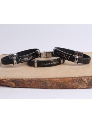 Normadia Şık ve Dayanıklı Deri Kordon Çelik Isimli Bileklik, Tarzınıza Zarafet Katın