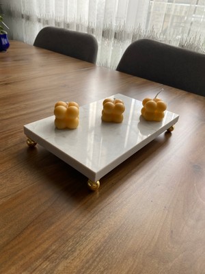 Nexa Doğaltaş Ayaklı Mermer Sunumluk ve Yağdanlık Altlığı – 25X15 cm Dikdörtgen Mermer Tepsi
