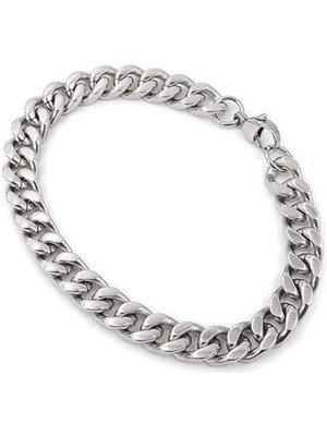 Normadia Gümüş Renk Zincir Bileklik, Unisex Çelik Takı, Şık ve Dayanıklı