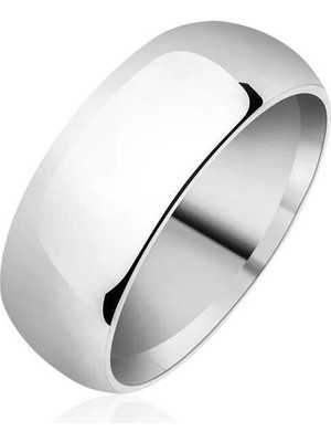 Inure Jewelry 8 mm Düz Bombeli Gümüş Alyans
