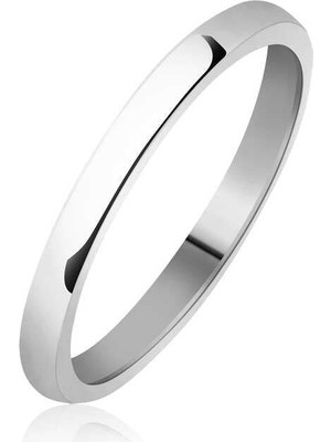 Inure Jewelry 2 mm Düz Bombeli Gümüş Alyans
