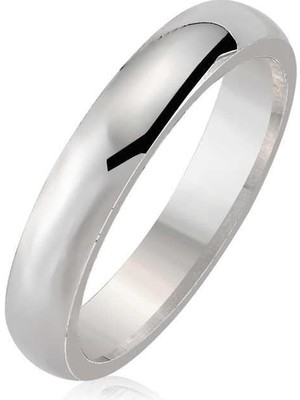 Inure Jewelry 4 mm Düz Bombeli Gümüş Alyans