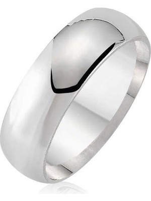 Inure Jewelry Düz Bombeli Gümüş Alyans - 6 mm