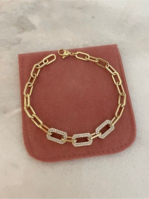 Normadia Şık Çelik Taşlı Zincir Bileklik, Zarif Altın Kaplama Tasarım