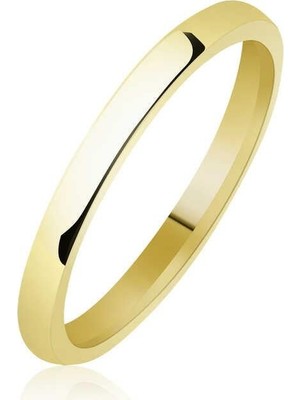 Inure Jewelry 2 mm Düz Bombeli Gold Gümüş Alyans
