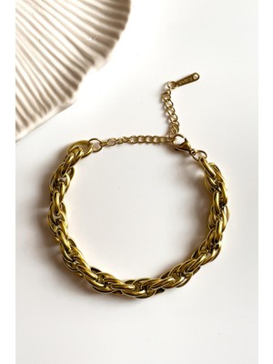 Normadia Kadın Gold Halat Zincir Bileklik, Ayarlanabilir, Paslanmaz ve Şık Tasarım