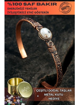 Normadia Doğal Kristal Kuvars Kelepçe, Metal Kutu, Şık ve Zarif Takı