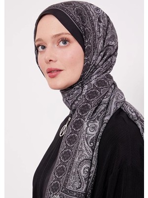 Levidor Gri Hint Desen Royal Şal