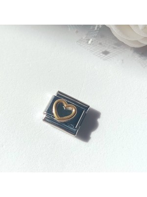 Normadia Italyan Charm Bileklik, Çelik ve Altın Kalp Tasarımı, Şık ve Zarif Takı