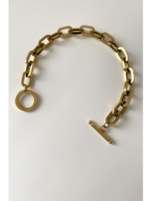 Normadia Şık ve Kalın Modern Zincir Bileklik, Paslanmaz Çelik Kadın Takısı