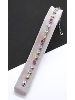 Normadia Renkli Taşlı Çelik Kaplama Suyolu Bileklik, Şık ve Zarif Takı