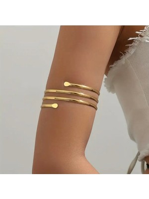 Normadia Şık Gold Üst Kol Bileklik, Zarif ve Modern Tasarım ile Stilinizi Tamamlar