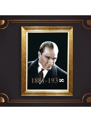 Giyense Özel Seri Altın Paspartulu Çerçeveli Atatürk Tablo N5081
