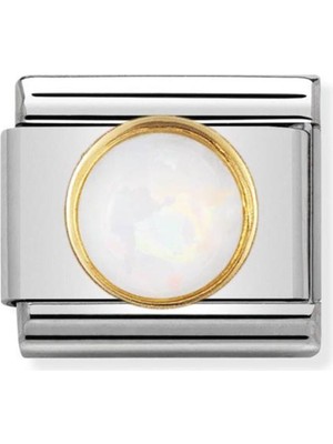 Normadia Yuvarlak Beyaz Opal Taşlı 18K Altın Dekoratif Link