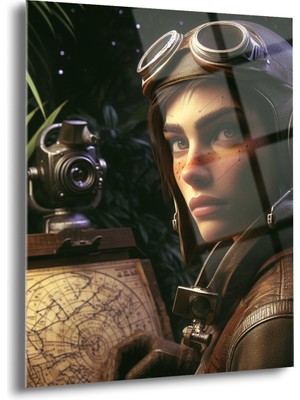 Steampunk Kız Cam Tablo - MOD086