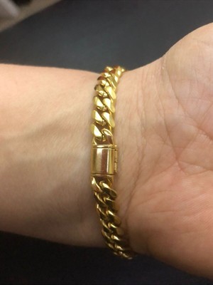 Normadia Erkek Çelik Bileklik 8mm Sarı Renk Işıklı Kutuda Sevgili, Eş, Baba Hediye