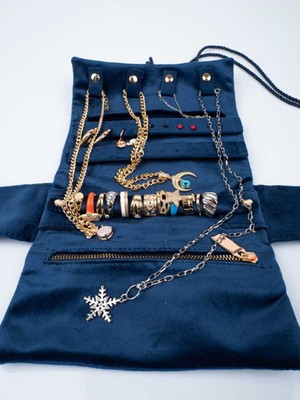 Katlanabilir Mavi Takı Düzenleyici ve Seyahat Çantası