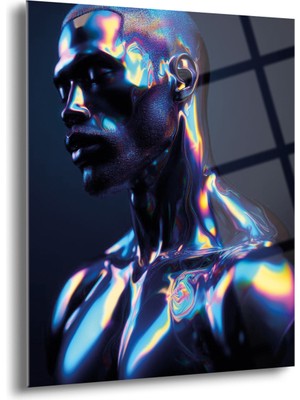 Siyah Genç Adam Cam Tablo - MOD056