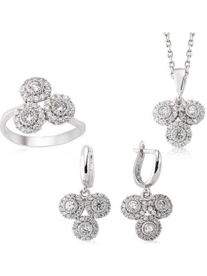 Inure Jewelry Gümüş Zirkon Taşlı Bayan Set