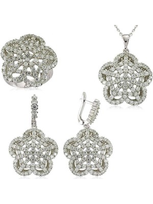 Inure Jewelry Gümüş Çiçek Bayan Set