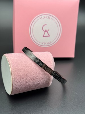 Normadia 925 Gümüş Siyah Erkek Bileklik, Rose Gold Nazar Duası Kelepçe