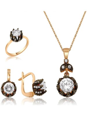 Inure Jewelry Gümüş Elmas Model Lale Bayan Set