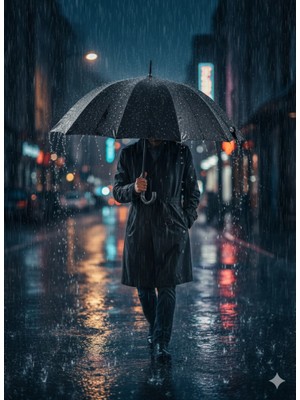 Siyah Fiber Baston Rüzgarda Kırılmayan Şemsiye 16 Telli Çap 130CM