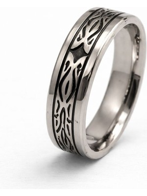 Famex Butik ve Aksesuar Erkek Siyah Çelik Yüzük – Yeşil Opal Görünümlü Orta Şeritli Modern Tasarım | Paslanmaz, Kararma Yapmaz Şık Erkek Yüzüğü