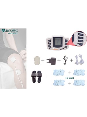 PremiumPort Fizik Tedavi Masaj Aleti, Tens Cihazı ve Terlik Kablo Seti, 16 Adet