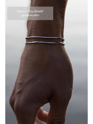 Normadia 925 Ayar Gümüş Polished Küp Bileklik, Italya Üretimi