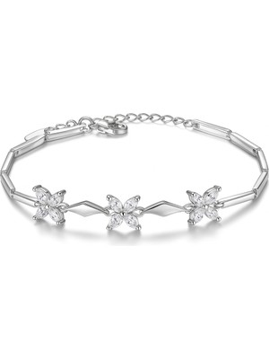 Mimozaavm 925 Ayar Ayarlanabilir Çiçek Motifli Kadın Gümüş Bileklik – Işıltılı Şık Hediyelik
