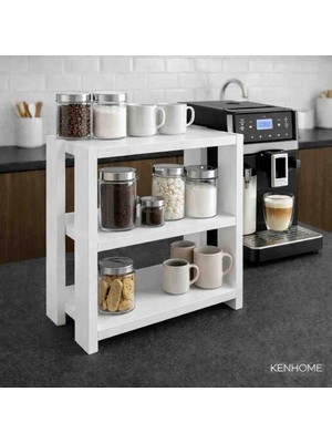 Kenhome Çok Amaçlı Tezgâh Üstü Düzenleyici – Kahve Köşesi, Banyo, Makyaj ve Ofis Organizeri (3 Raflı, Beyaz)