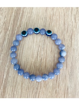 MK Tasarım Gerçek Mavi Kuvars Taşı BİLEKLİK-MKT.1.101.69 Rahatlatıcı, Dinginlik, Enerji Bilekliği