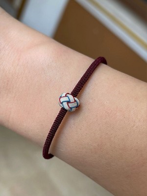 Normadia Bordo Mavi Gümüş Kazaziye Örme Toplu Taraftar Bilekliği